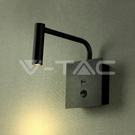 ZIDNA LAMPA 3W 3000K USB 2.0 SWICH CRNA V-TAC