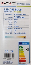 LED SIJALICA - 15W E27 A65 THERMAL PLASTIC 3000K
